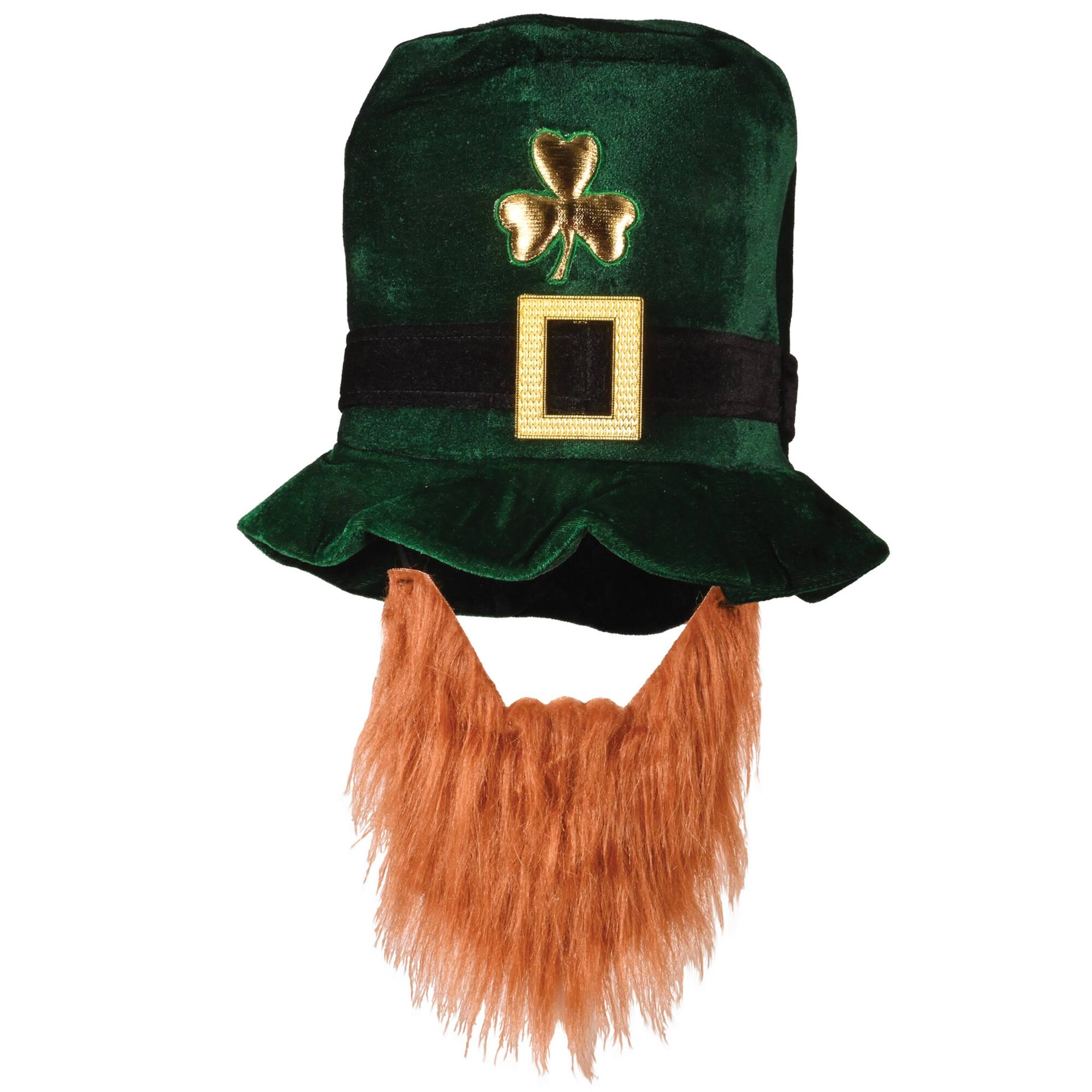 Beistle Green Leprechaun Plush Hat with Orange Beard